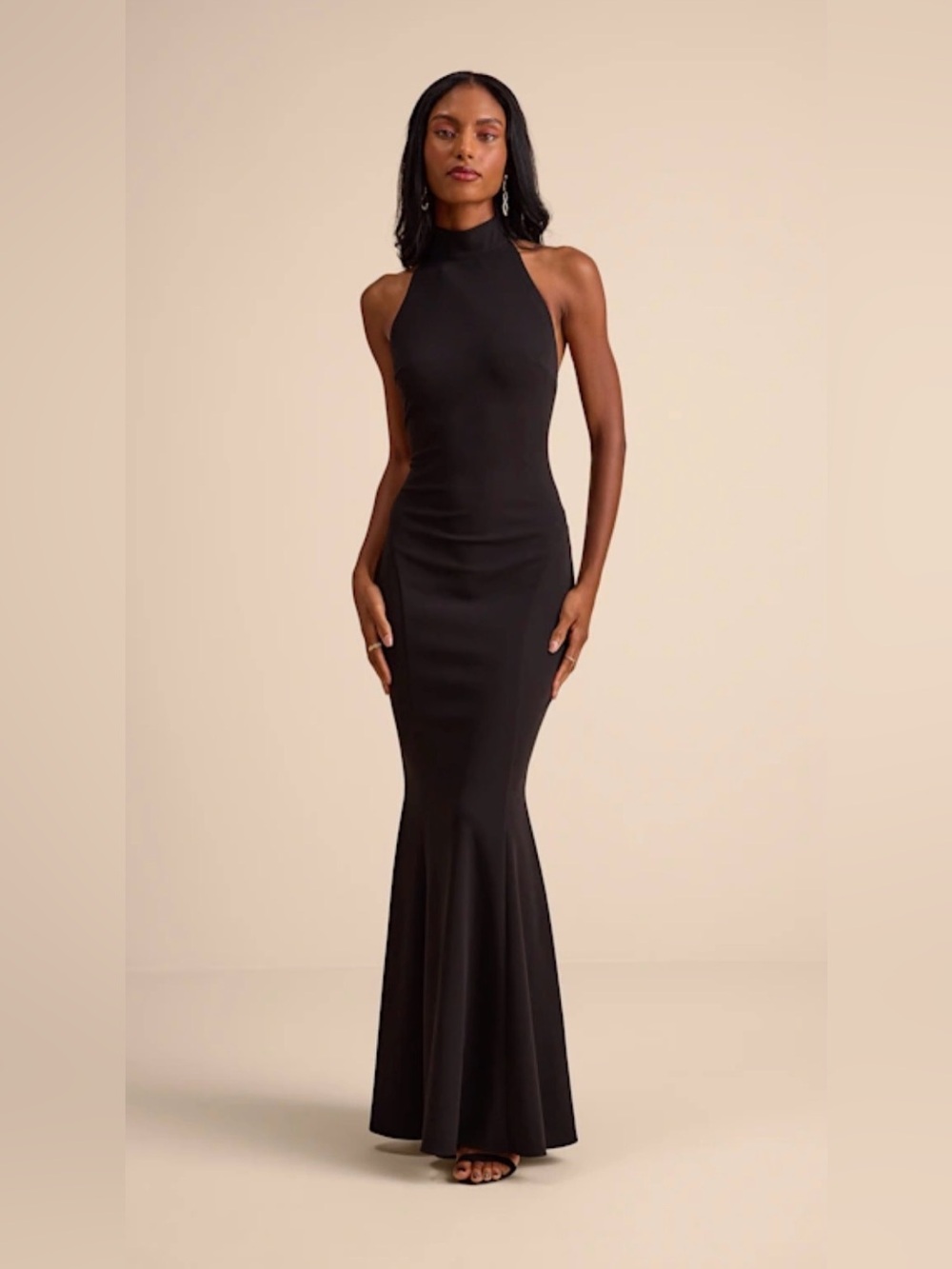 Lulu's Black Halter-Neck Maxi Mermaid Dress
